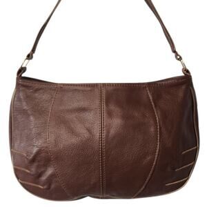 Vintage Lulu & Mac Half Moon Chocolate Brown Leather Shoulder Handbag Purse